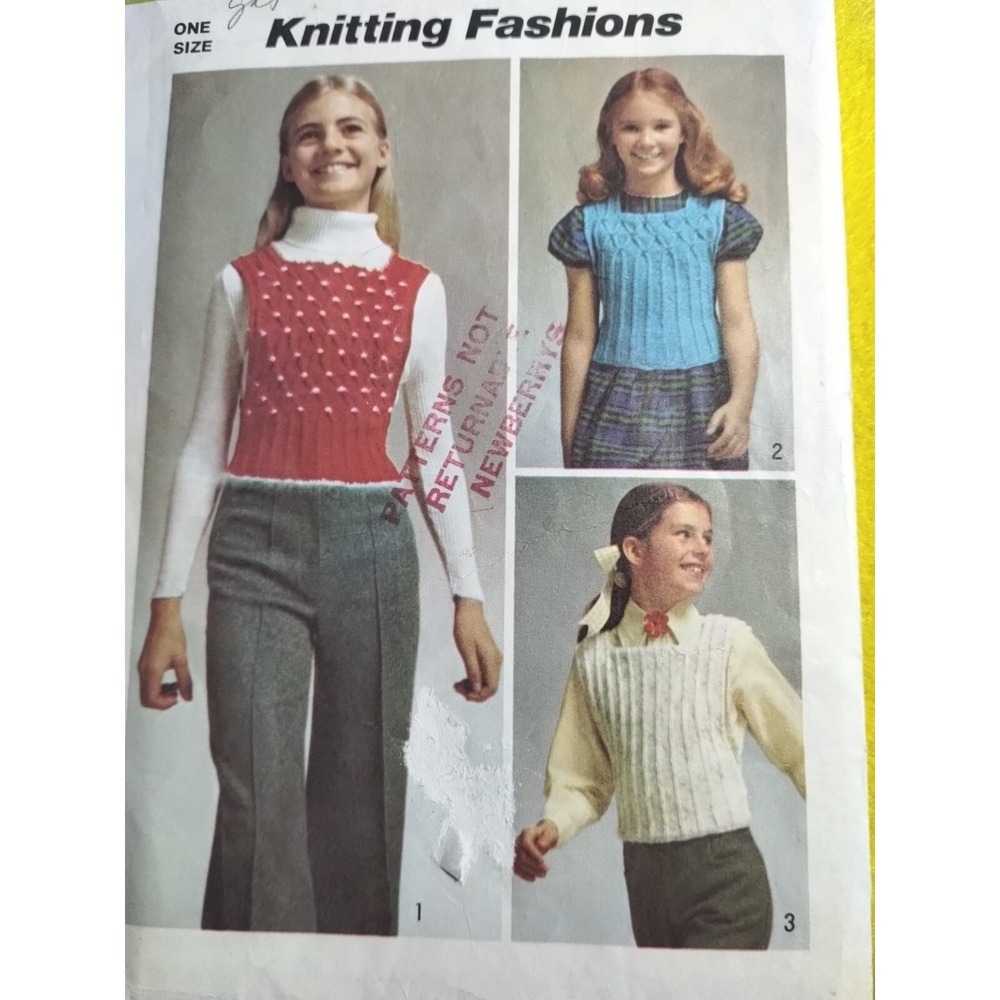 Vintage 1973 Simplicity Knitting Fashions Pull Over Sweater Pattern #5716